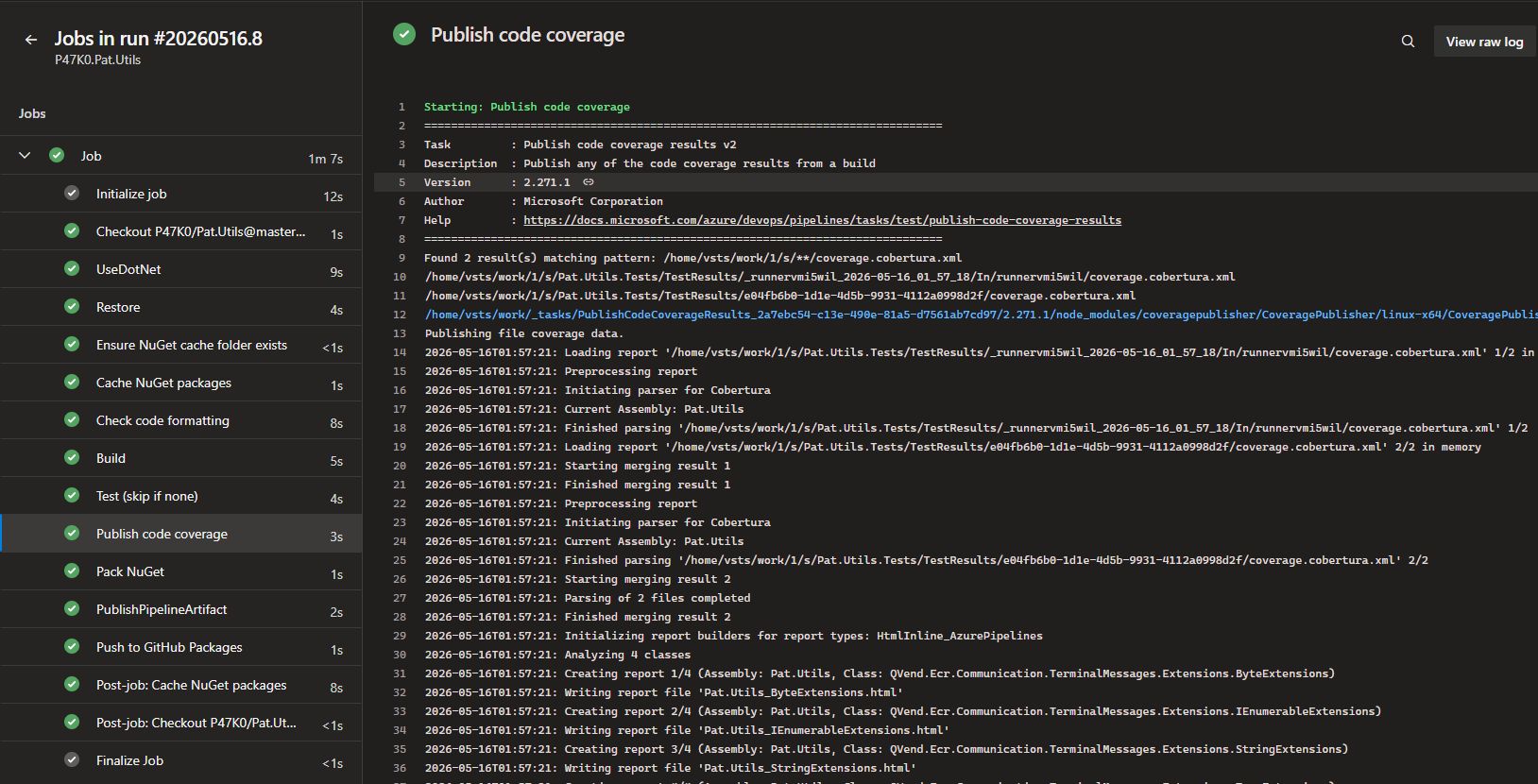 Azure DevOps pipeline run screenshot