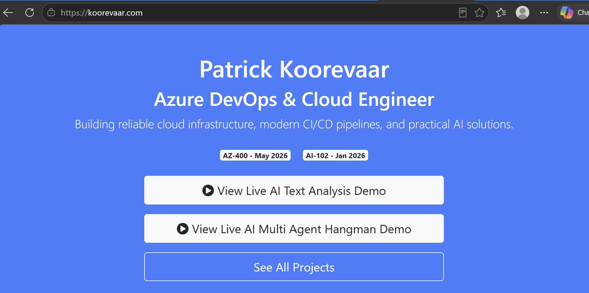 koorevaar.com homepage screenshot